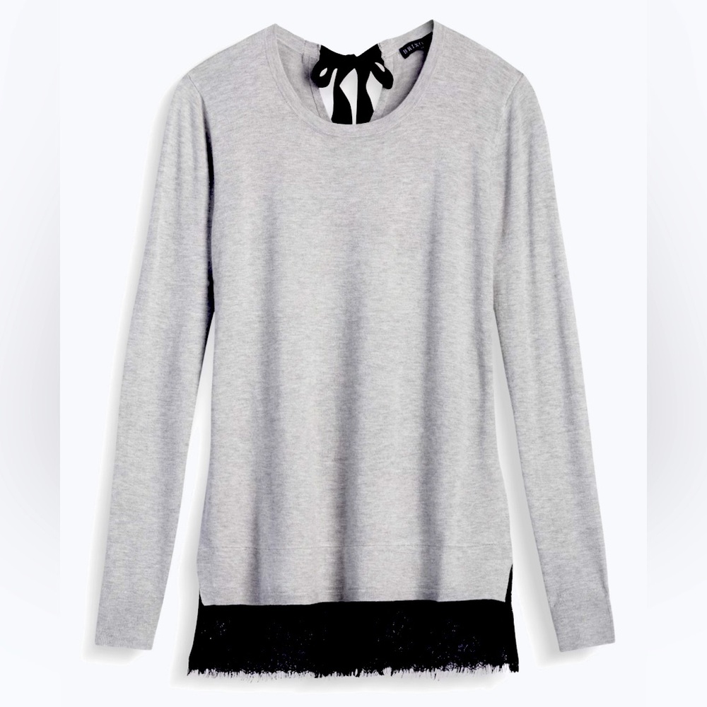 BRIXON IVY • Tatum Bow Back Lace Hem Pullover • XL •